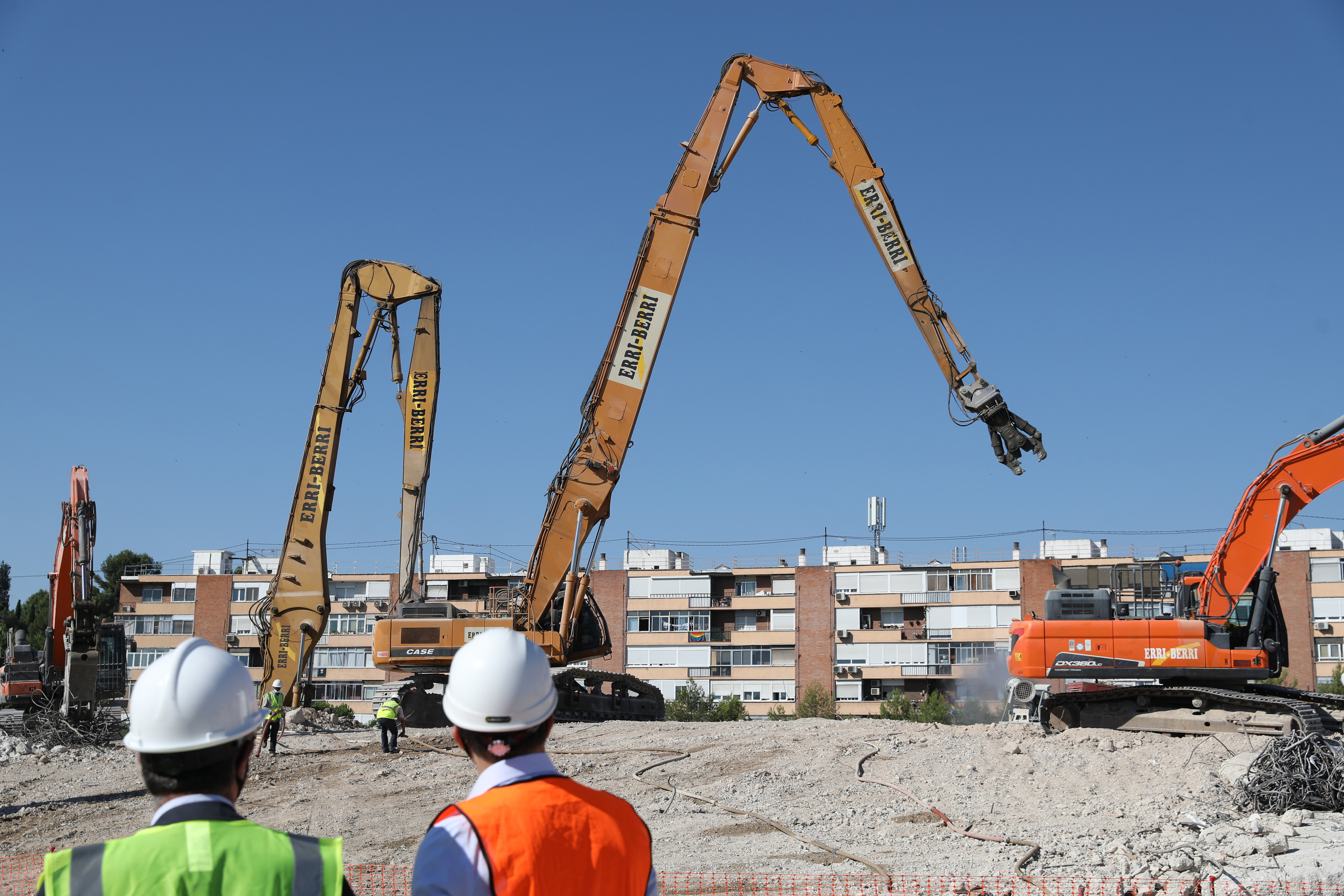 García Romero en la finalización de los trabajos de desmontaje del estadio Vicente Calderón